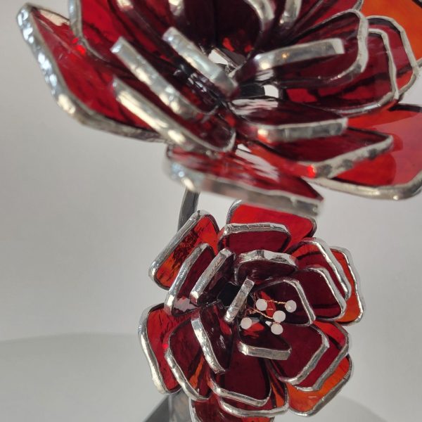 Triptyque Floral en Verre et Fer Forgé – Décoration Murale Artisanale (3 cadres suspendus)