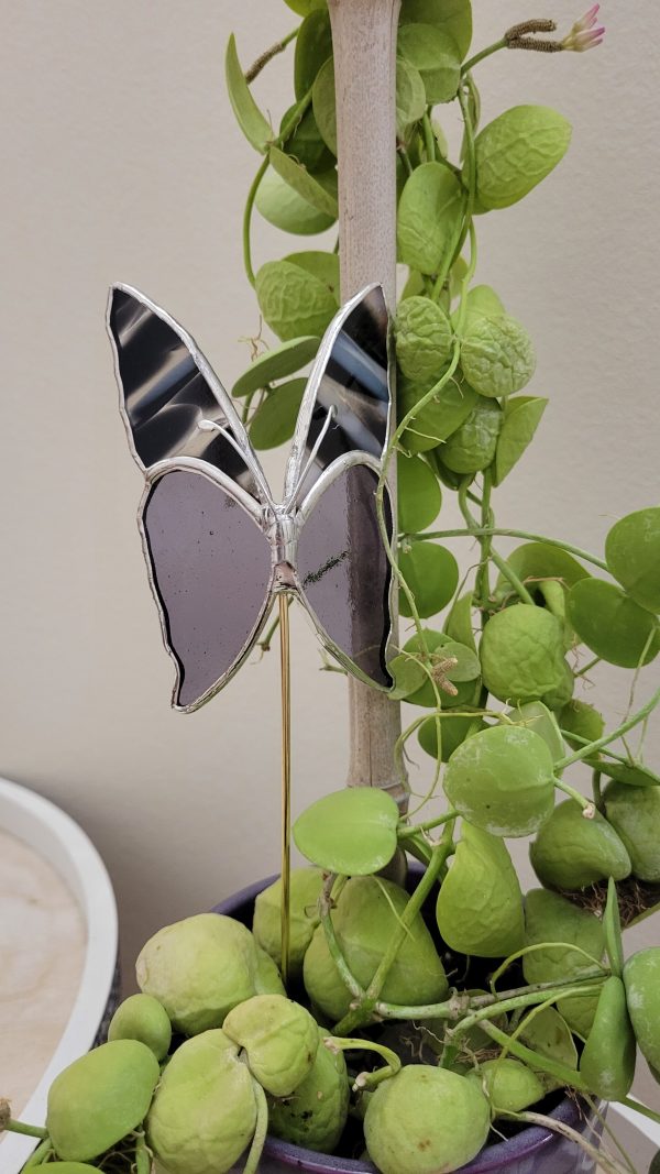Papillon décoratif en verre à planter – Ornement pour pot de fleurs (intérieur)