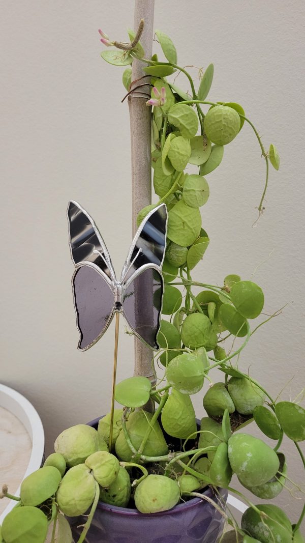 Papillon décoratif en verre à planter – Ornement pour pot de fleurs (intérieur)