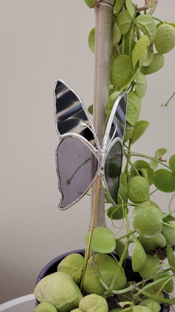 Papillon décoratif en verre à planter – Ornement pour pot de fleurs (intérieur)