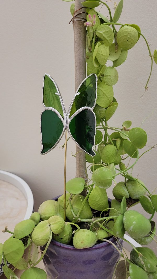 Papillon décoratif en verre à planter – Ornement pour pot de fleurs (intérieur)