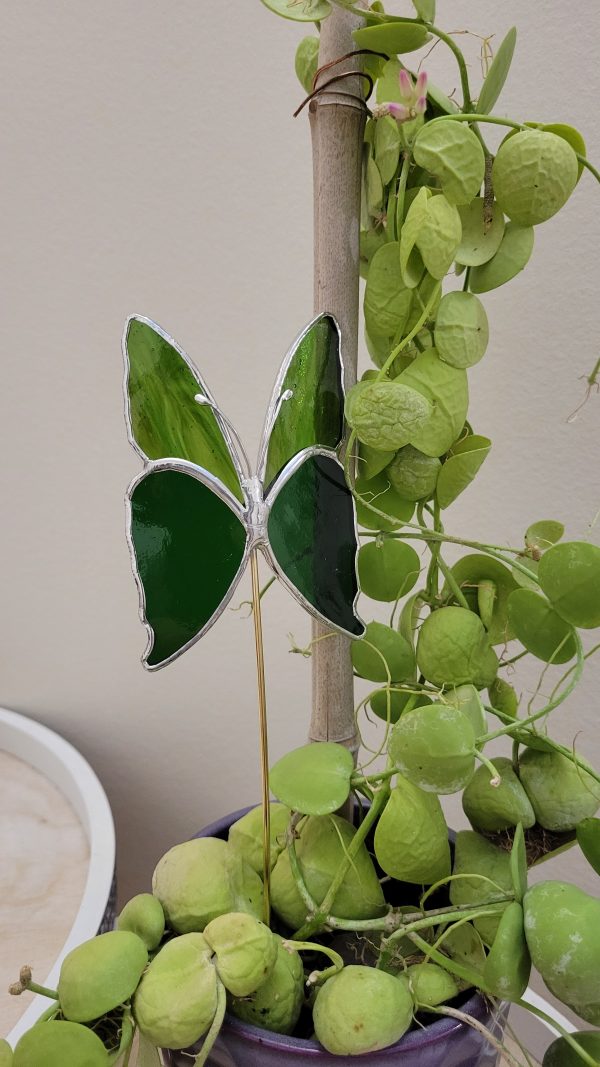 Papillon décoratif en verre à planter – Ornement pour pot de fleurs (intérieur)