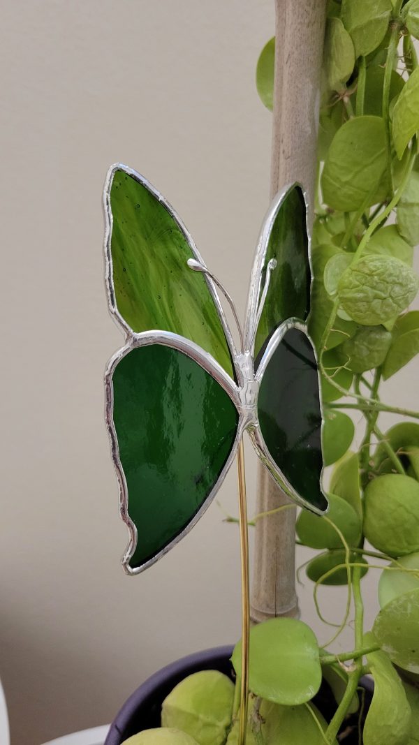 Papillon décoratif en verre à planter – Ornement pour pot de fleurs (intérieur)