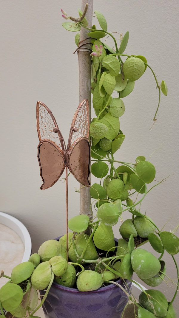 Papillon décoratif en verre à planter – Ornement pour pot de fleurs (intérieur)