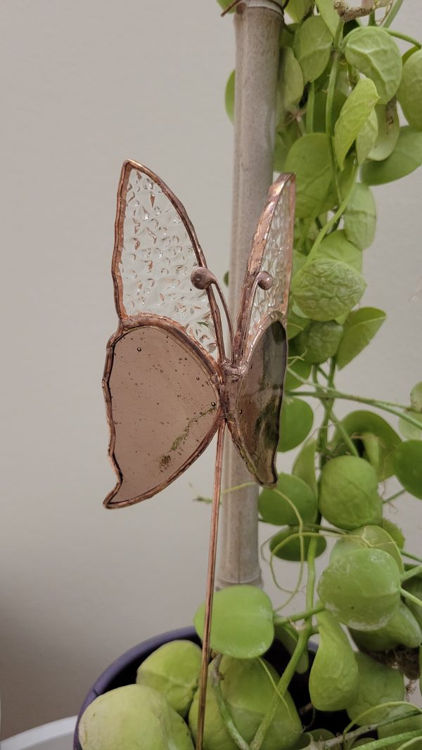 Papillon décoratif en verre à planter – Ornement pour pot de fleurs (intérieur)