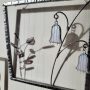 Triptyque Floral en Verre et Fer Forgé – Décoration Murale Artisanale (3 cadres suspendus)