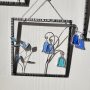 Triptyque Floral en Verre et Fer Forgé – Décoration Murale Artisanale (3 cadres suspendus)
