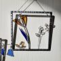 Triptyque Floral en Verre et Fer Forgé – Décoration Murale Artisanale (3 cadres suspendus)