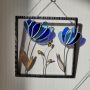 Triptyque Floral en Verre et Fer Forgé – Décoration Murale Artisanale (3 cadres suspendus)
