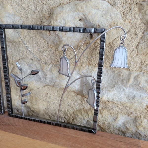 Triptyque Floral en Verre et Fer Forgé – Décoration Murale Artisanale (3 cadres suspendus)