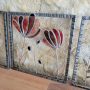 Triptyque Floral en Verre et Fer Forgé – Décoration Murale Artisanale (3 cadres suspendus)