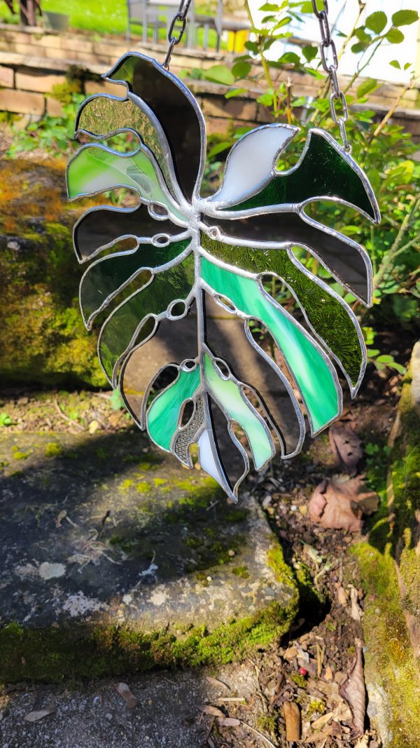 Miroir Feuille Monstera en Verre et Miroir – Décoration Murale Végétale