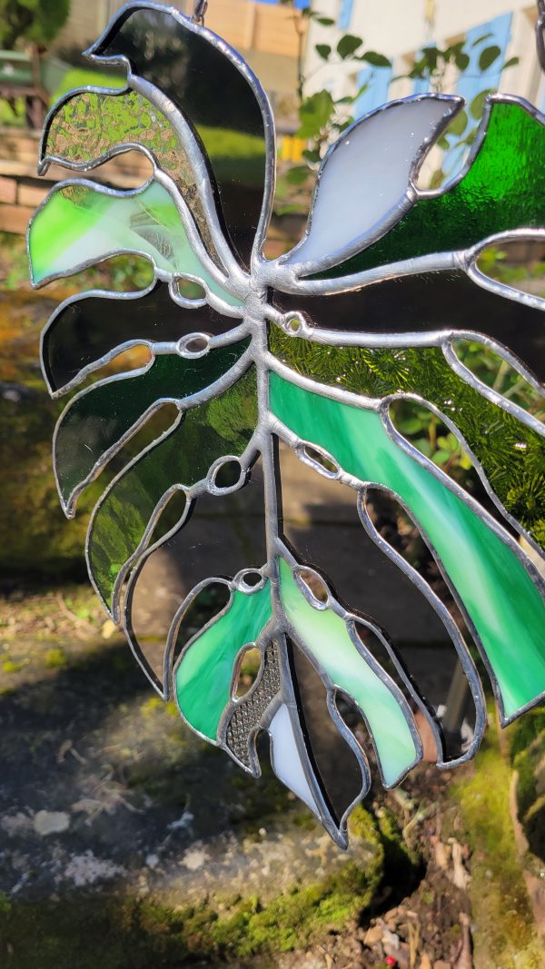 Miroir Feuille Monstera en Verre et Miroir – Décoration Murale Végétale