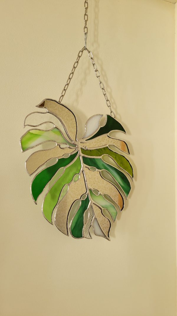 Miroir Feuille Monstera en Verre et Miroir – Décoration Murale Végétale